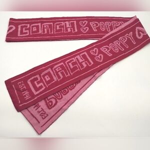 Coach Poppy Red And Pink Long Wool Scarf Est. 1941  ~GUC~